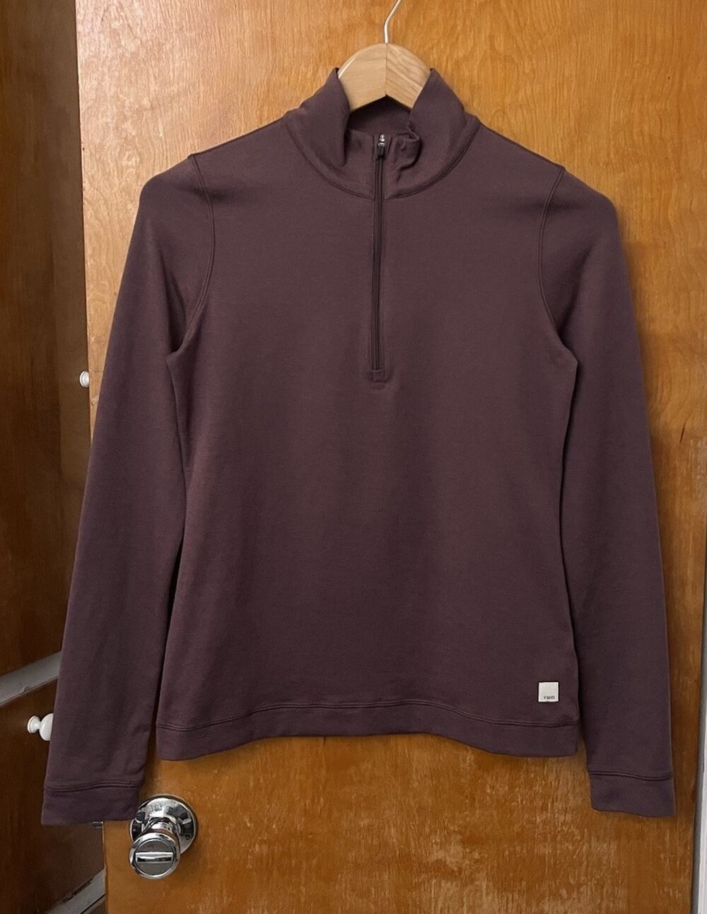 Vuori Womens Halo Essential Half zip Long sleeve Pullover Top Elderberry Sz S